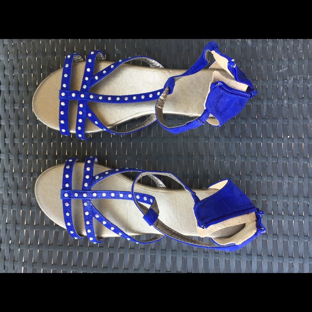Brand New- Blue Sandals with Crystals (Sz 6)